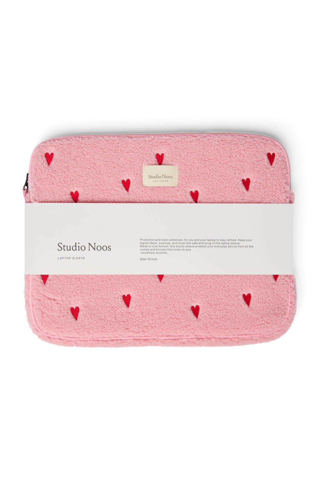 Teddy Laptop Sleeve 15 Inch | Light Pink Hearts