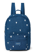 Denim Midi Backpack | Dark Blue White Hearts