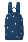 Denim Mini Backpack | Dark Blue White Hearts