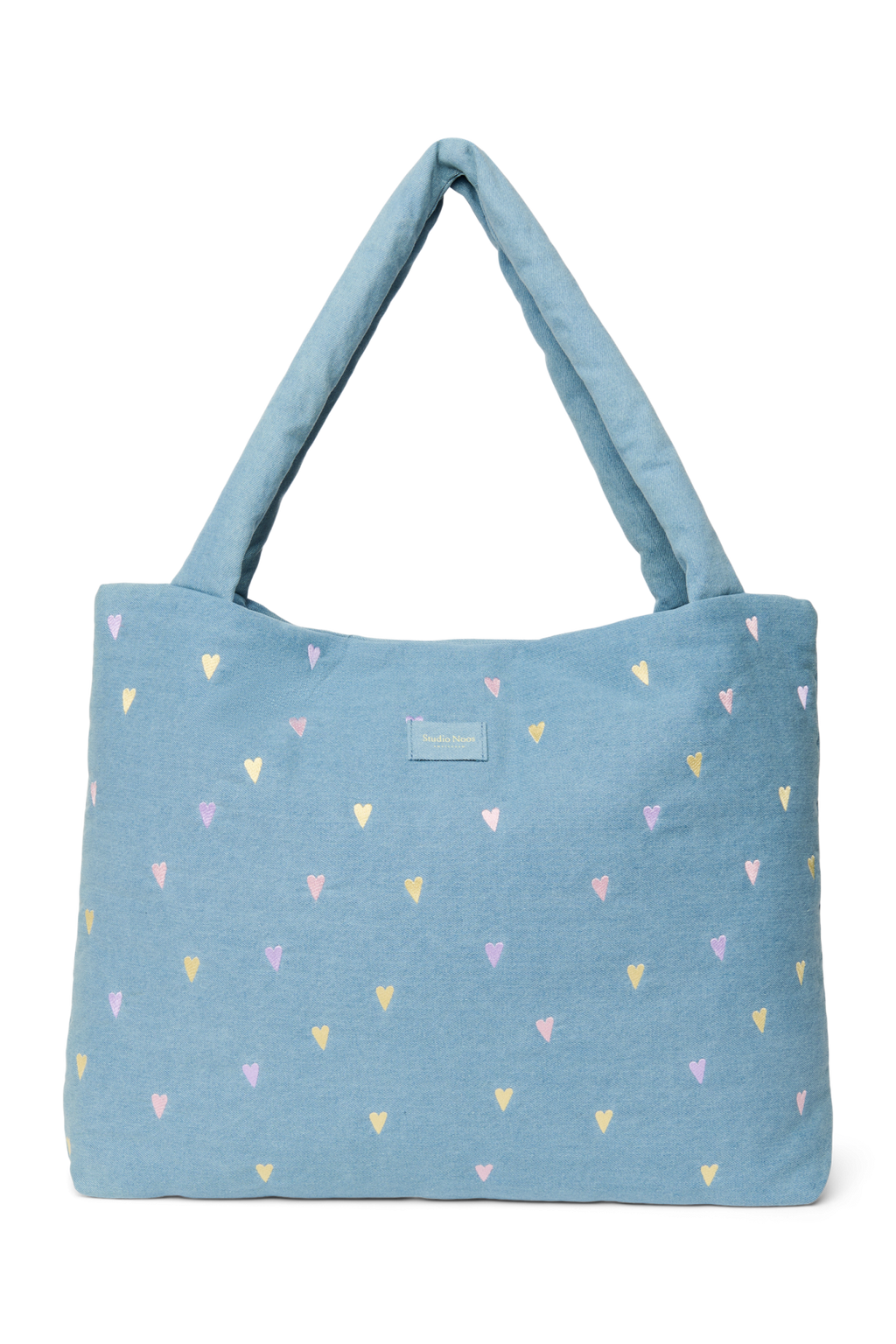 Denim Mom Bag | Light Blue Hearts