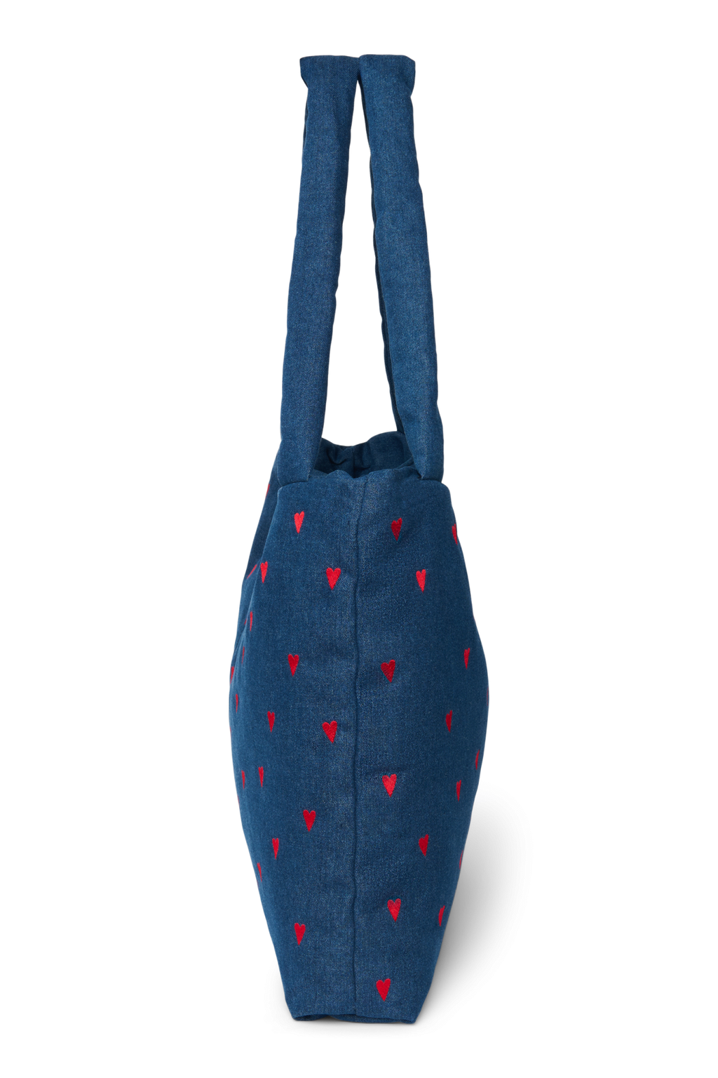 Denim Mom Bag | Dark Blue Red Hearts
