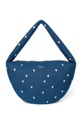 Denim Cross Body Bag | Dark Blue White Hearts