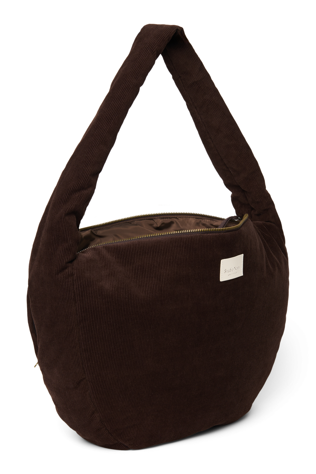 Rib Puffy Cross Body Bag | Dark Brown