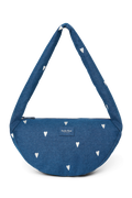 Denim Mini Cross Body Bag | Dark Blue White Hearts