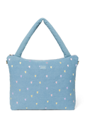 Denim Diaper Bag | Light Blue Hearts