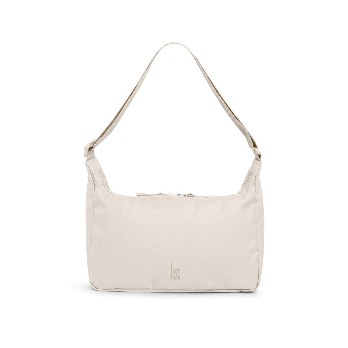 SQUARE BAG SMALL Tasche in soft shell (warmes Cremeweiß) als Studioaufnahme in Frontansicht.