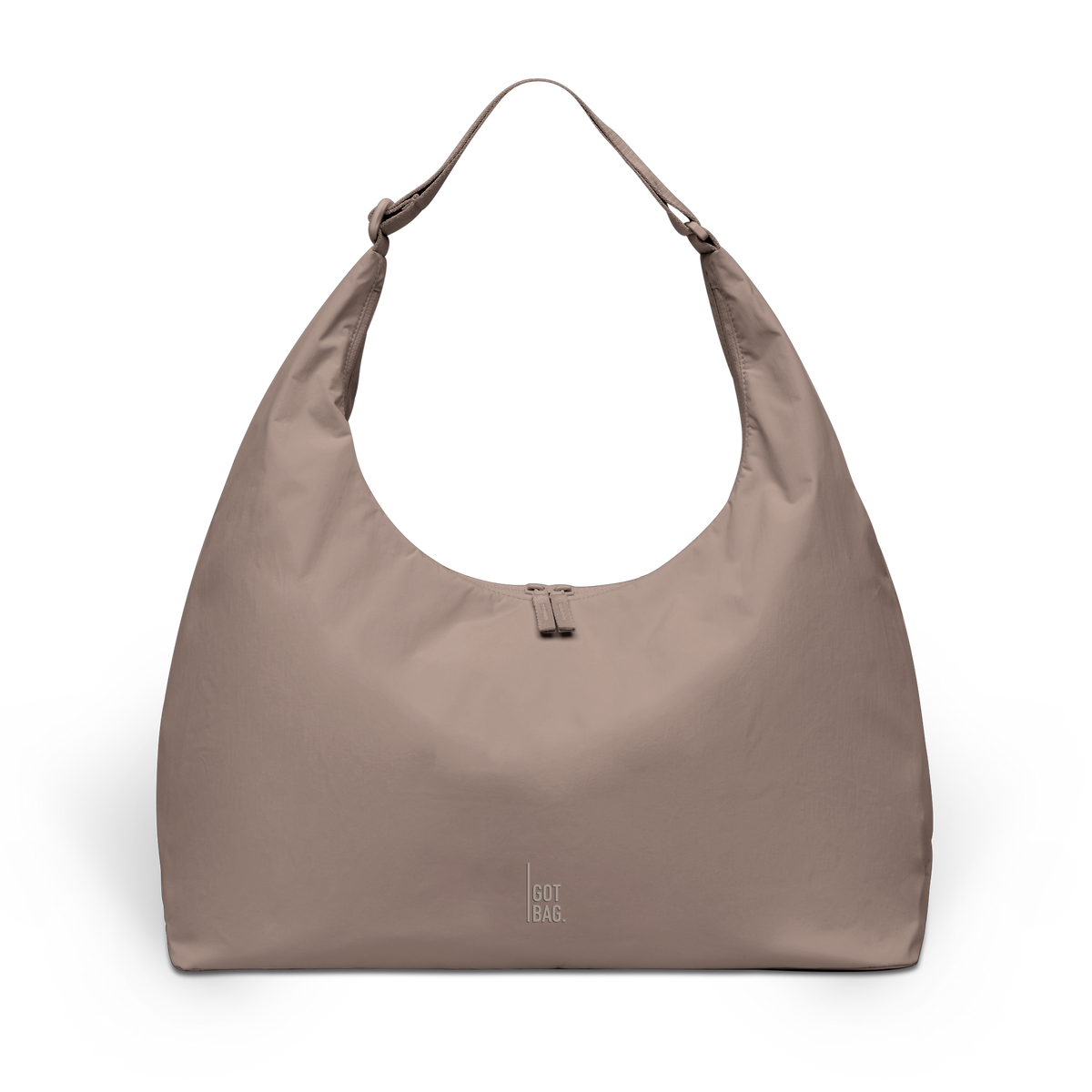 T SHAPE BAG LARGE Tasche in oyster (klassisches Taupe-Braun) als Studioaufnahme in Frontansicht.