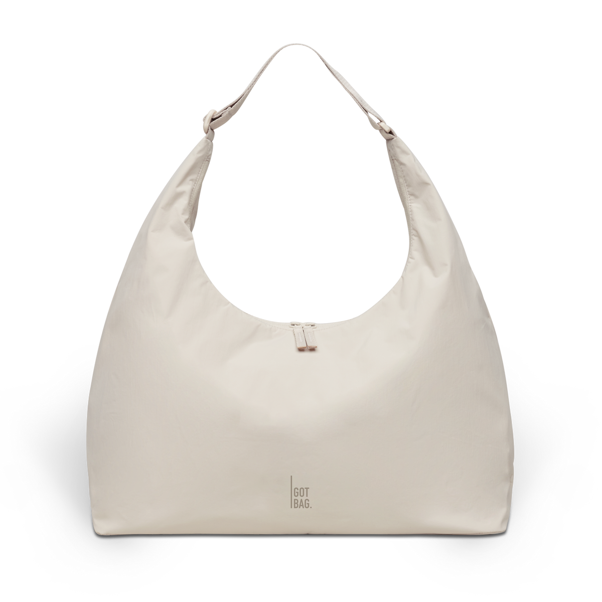 T-SHAPE BAG Monochrome Edition LARGE Tasche in soft shell (warmes Cremeweiß) als Studioaufnahme in Frontansicht.