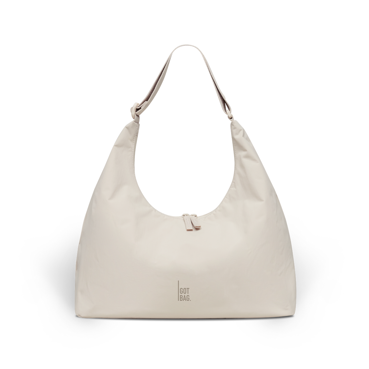 T SHAPE BAG Tasche in soft shell (warmes Cremeweiß) als Studioaufnahme in Frontansicht.