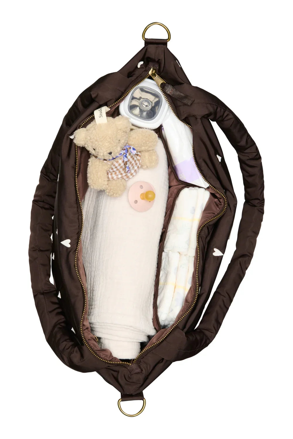 Purple Hearts Puffy Diaper Bag