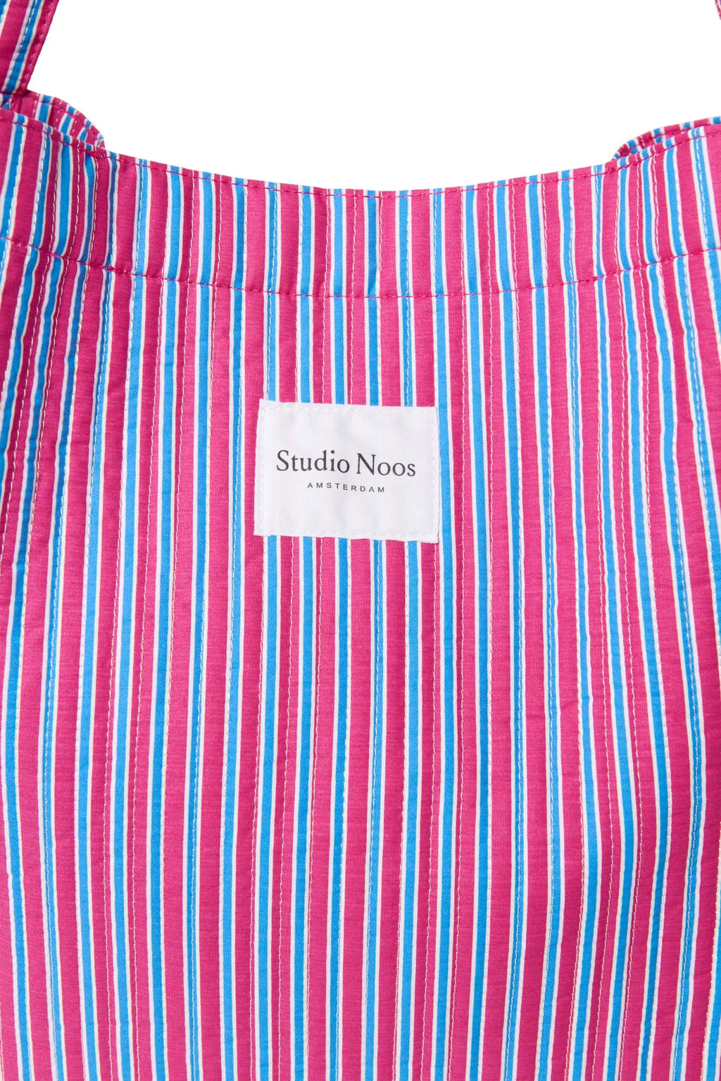 Poplin Striped Mom Bag | Raspberry
