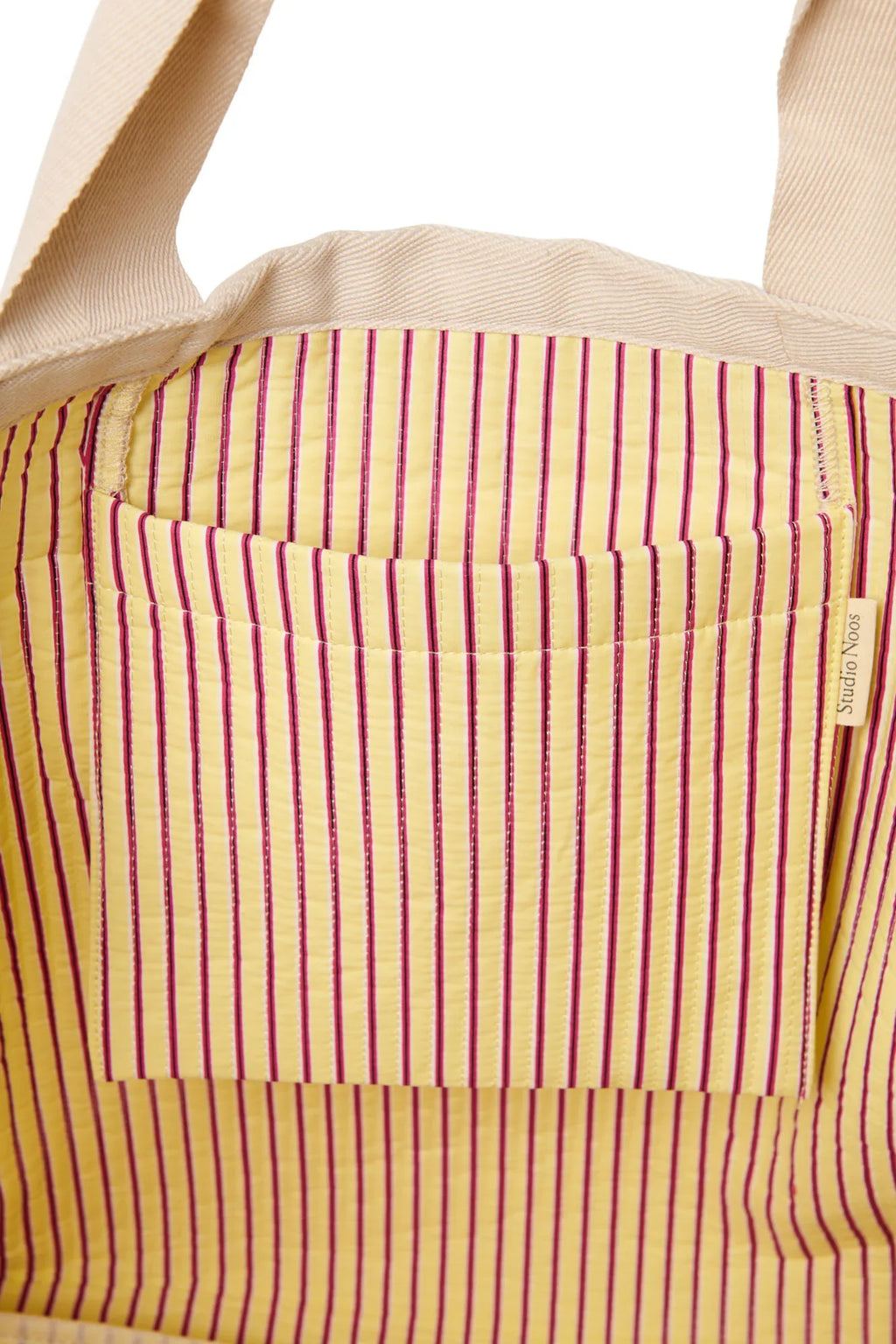 Poplin Striped Beach Bag | Butter Yellow