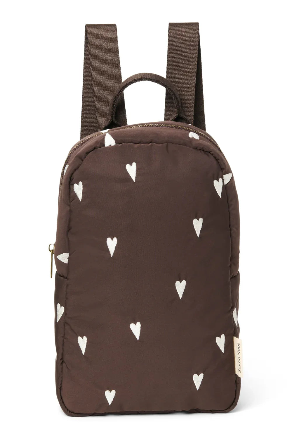 Brown Hearts Puffy Mini Backpack
