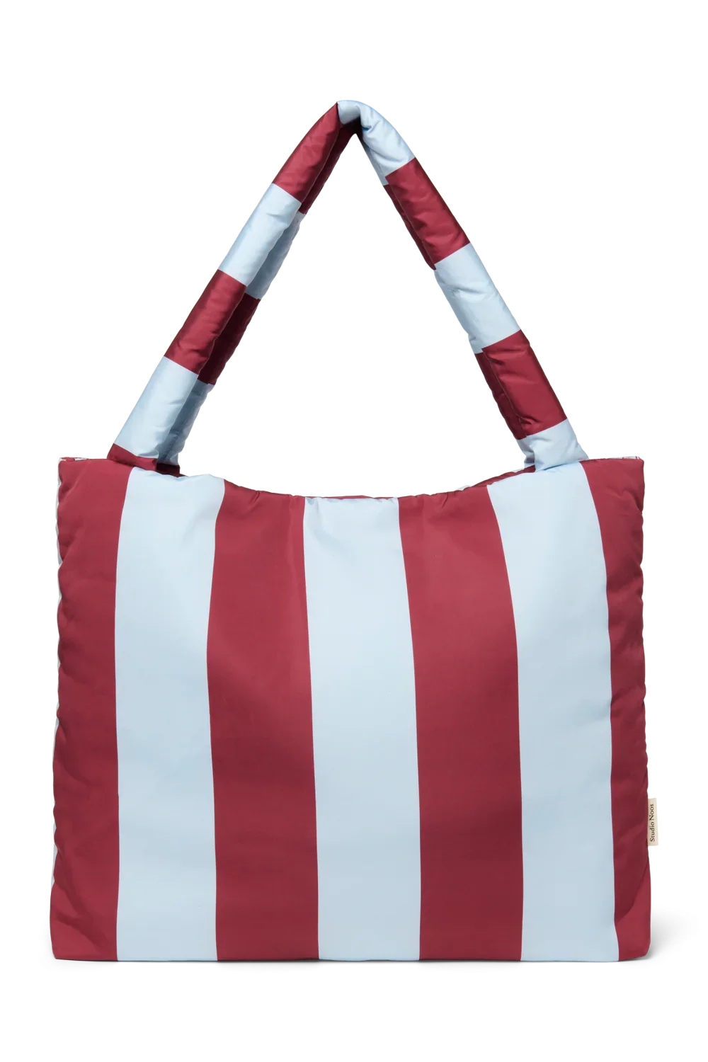 Bordeaux/Light Blue Bold Stripe Mom Bag