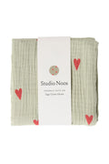 Green Hearts Swaddle Print Medium