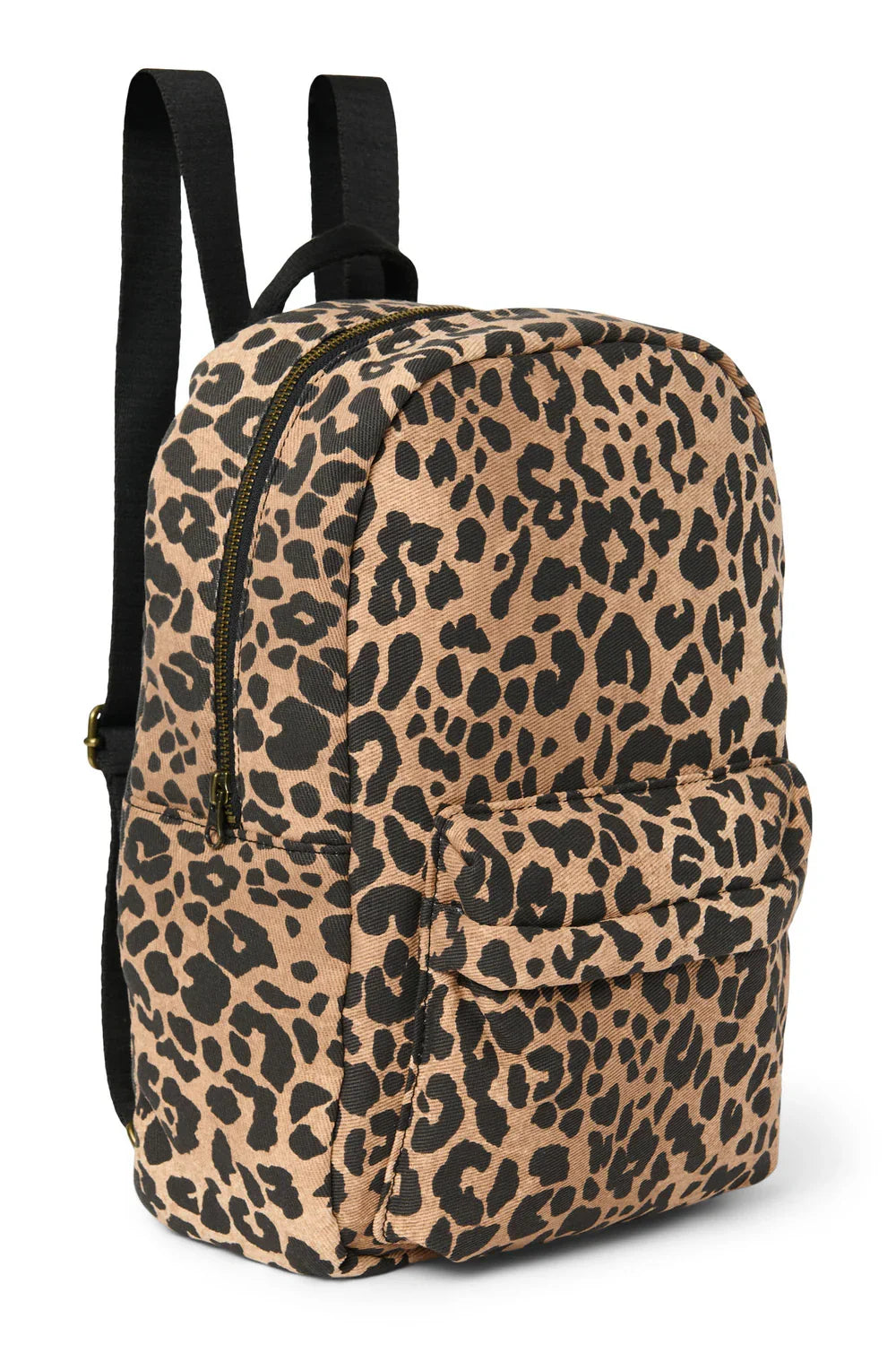 Brown Leopard Cotton Midi Backpack
