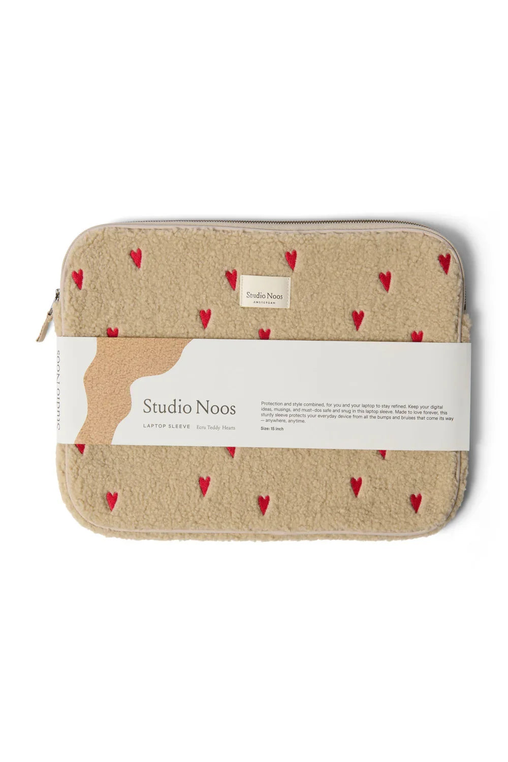 Ecru Hearts Teddy Laptop Sleeve 15 Inch