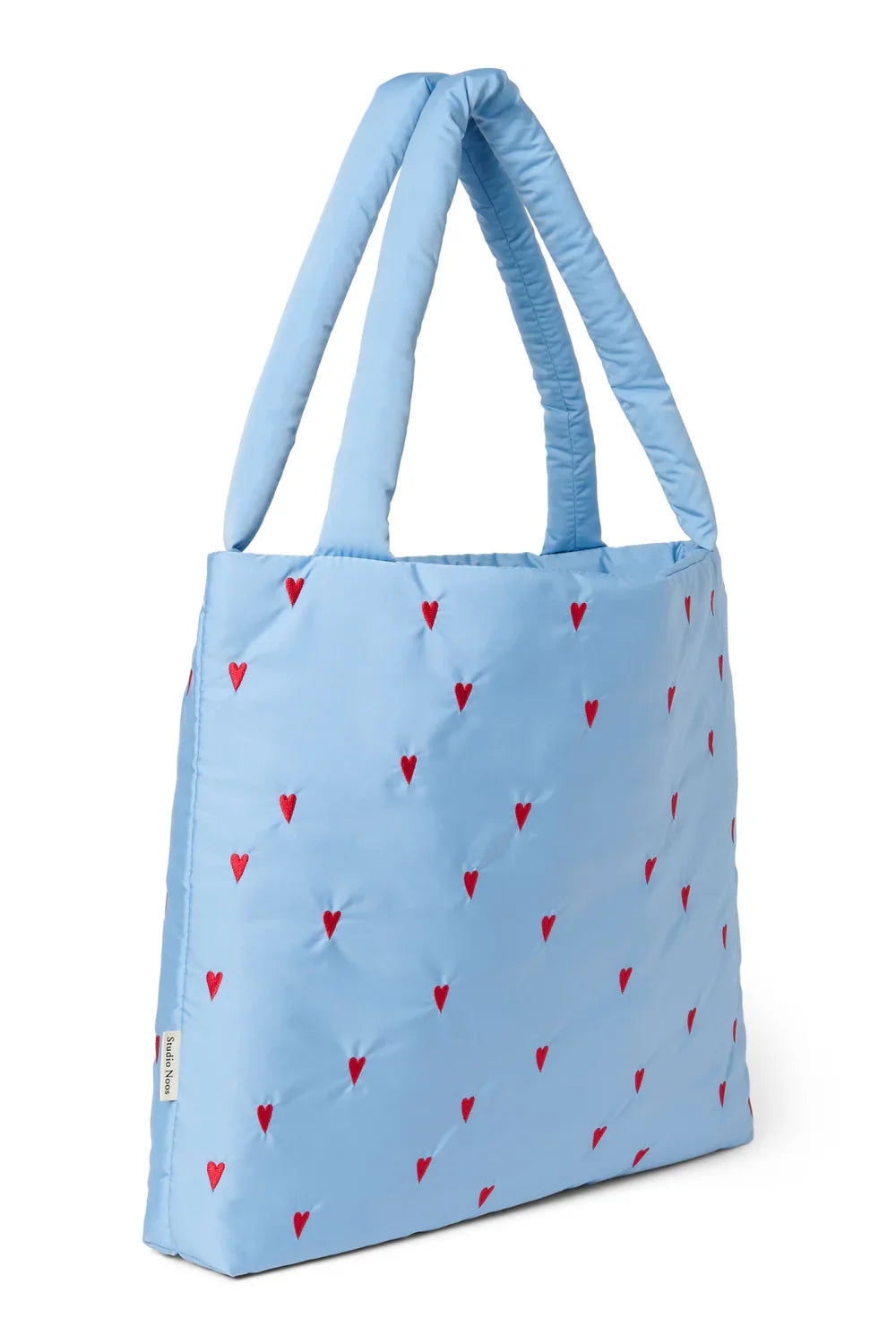 Light Blue Hearts Puffy Mom Bag