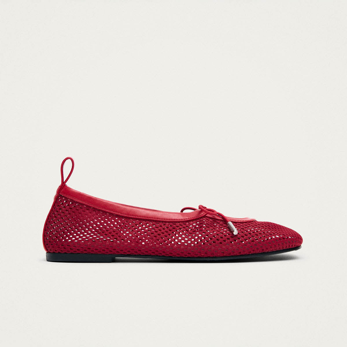 Rosalind Mesh Red Leather Ballet Flats